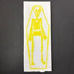 Yellow Skeleton White Glass Panel Skull Coffin Stained Glass Lamp 10x4 Art Craft